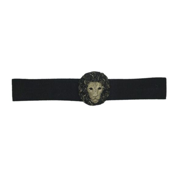 Charmant Belts Lion Head Buckle Women Large Black Elastic Stretch Statement Belt